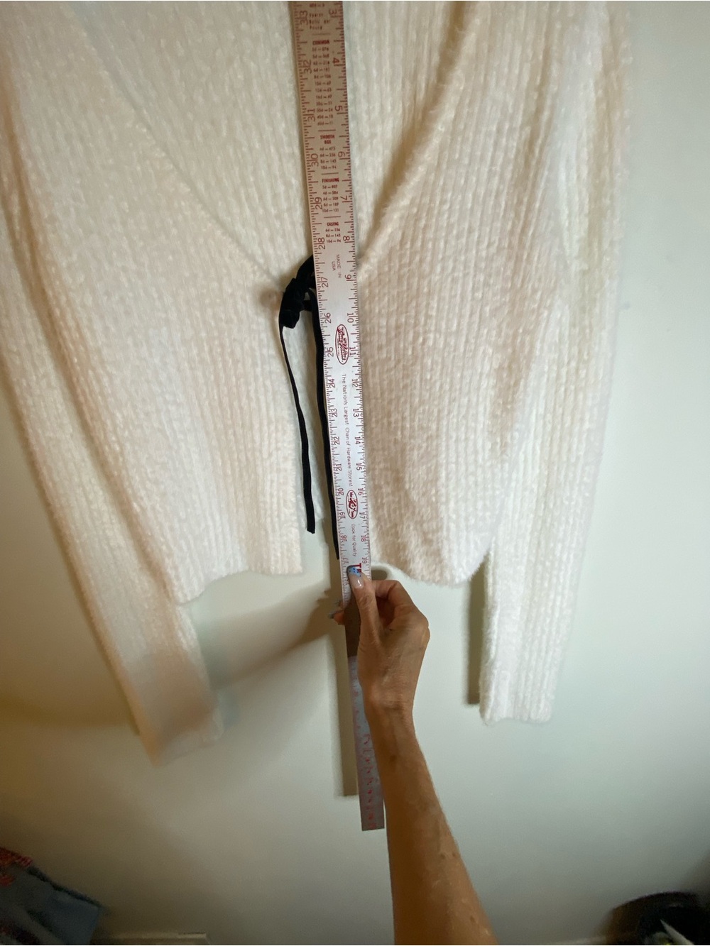 Gianni Bini Cream Knit Tie-Front Cardigan with Black Ribbon - Picture 10 of 14